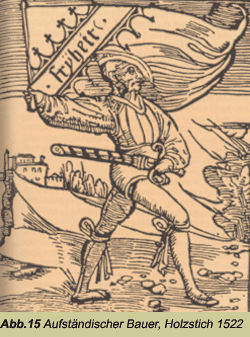 Aufständischer Bauer, Holzschnitt von 1522